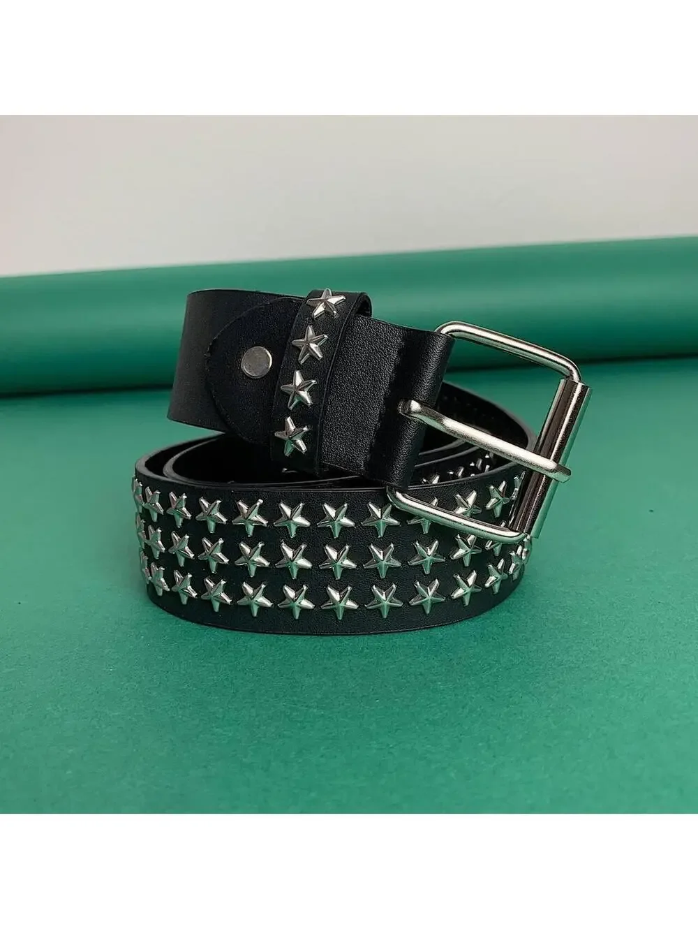 Y2k 2000s style star studded grunge emo black and silver belt. High quality! Gre